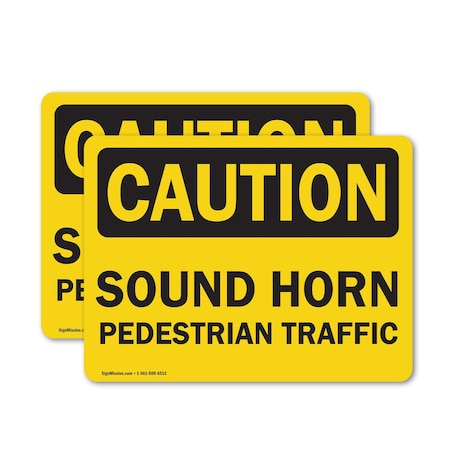 Signmission No Pedestrian Traffic OSHA Caution Sign, Vinyl Decal, 14in W x 10in L, 2PK OS-2PACK-CL-D-1014-L-19981